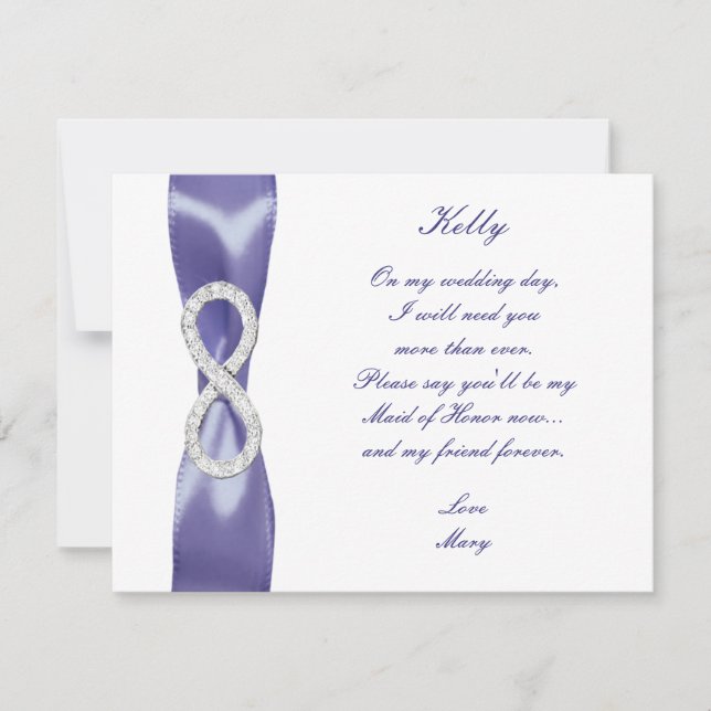 Lila Blue Diamond Infinity Maid of honor Card (Framsida)
