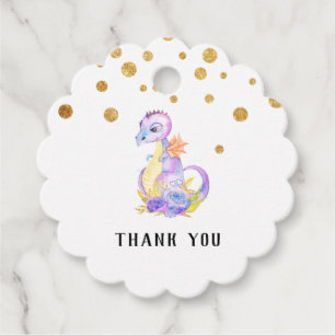 * Lila Blue Dragon Baby Shower Cute Tack Gåvor Etiketter