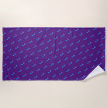 Lila, Blue Dragonfly Beach Towel