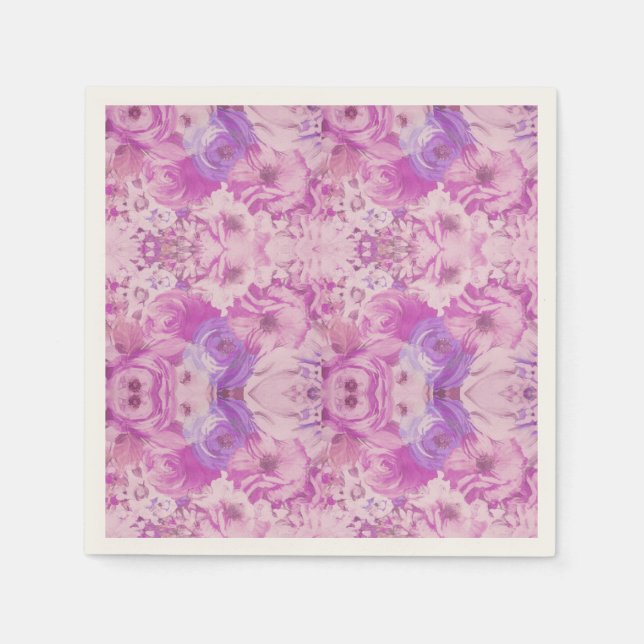 Lila Blue Flower Abstrakt Pappersservett (Framsidan)