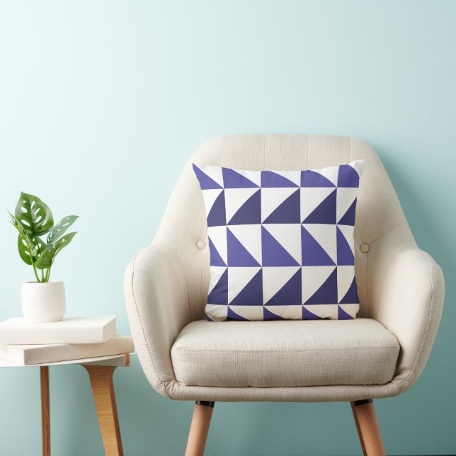 Lila Blue Geometric Triangles Kudde (Stol)