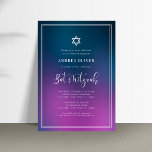 Lila Blue Gradient & Ram Bat mitzvah Party Inbjudningar<br><div class="desc">Fira Pub Mitzvah med denna moderna inbjudan till elegant,  som innehåller er anpassningsbar. Lägg enkelt till dina egna uppgifter genom att klicka på alternativet "anpassa".</div>