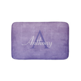 Lila Blue Grått rustik Abstrakt namn monogram Badrumsmatta