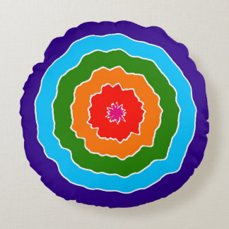 Lila Blue Grönt Orange Red Rund Kudde