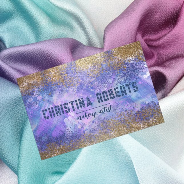 Lila Blue Guld Glitter Konstnärlig makeup Artist Namnbricka (Skapare uppladdad)