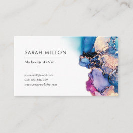 Lila blue guld vattenfärgsfärg bläck affärskort visitkort