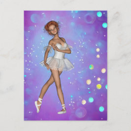 Lila Blue Gult Background & Ballerina Vykort