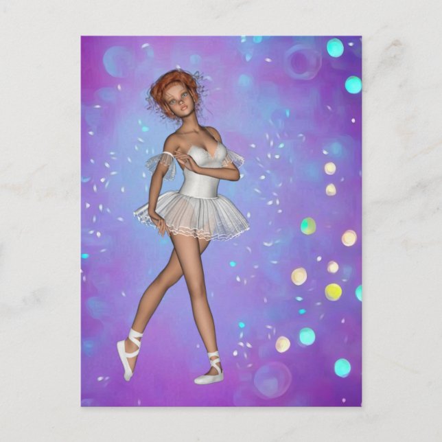 Lila Blue Gult Background & Ballerina Vykort (Framsida)