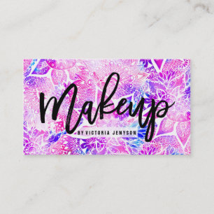 Lila blue henna boho blommigt mandala Makeup Visitkort