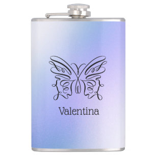 Lila Blue Holography Butterfly Monogram Namn Fickplunta