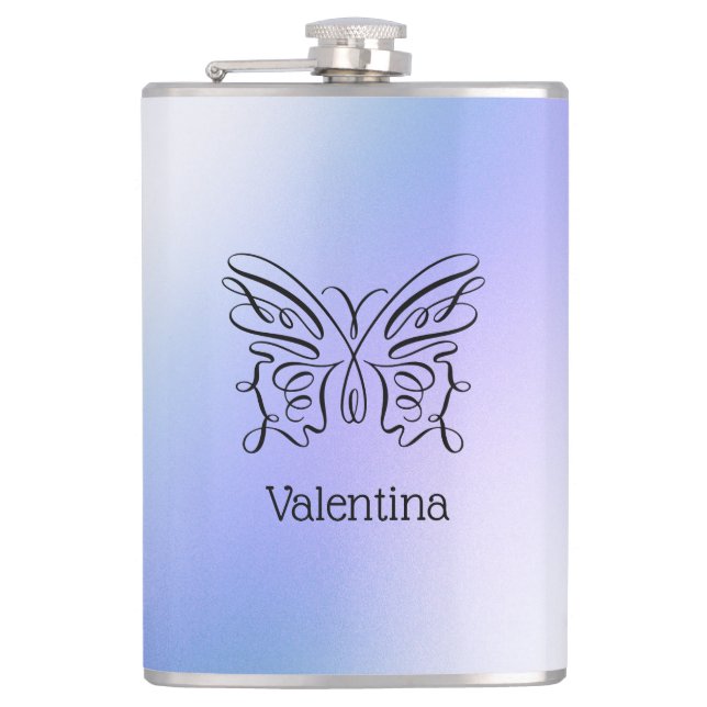 Lila Blue Holography Butterfly Monogram Namn Fickplunta (Framsidan)