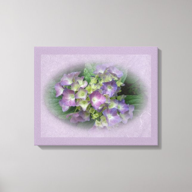 Lila Blue Hydrangea Flowers Canvastryck (Framsida)