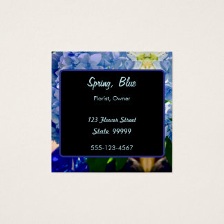 Lila Blue Hydrangeas Bouquets Fyrkantigt Visitkort