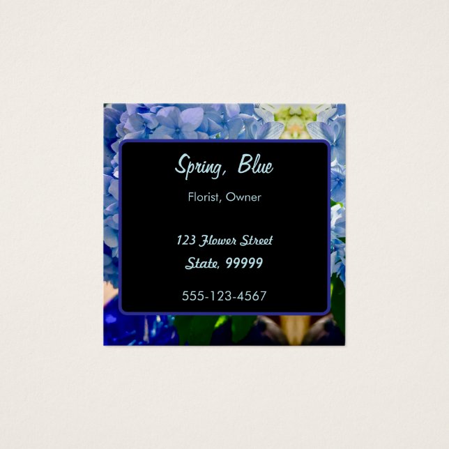Lila Blue Hydrangeas Bouquets Fyrkantigt Visitkort (Framsida)