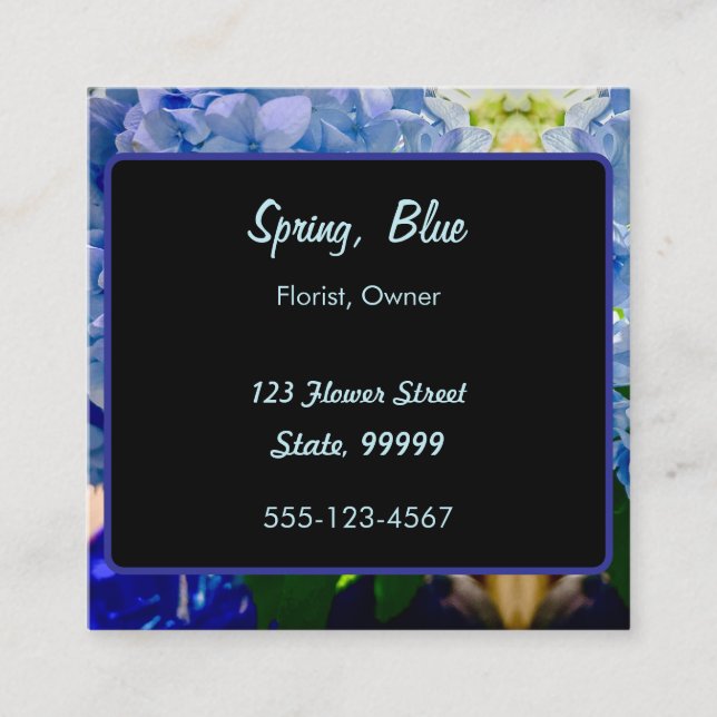 Lila Blue Hydrangeas Bouquets Fyrkantigt Visitkort (Framsida)