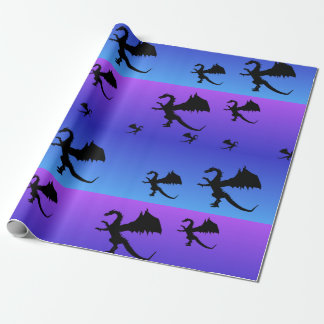 Lila Blue i flygande Dragon Silhouette Presentpapper