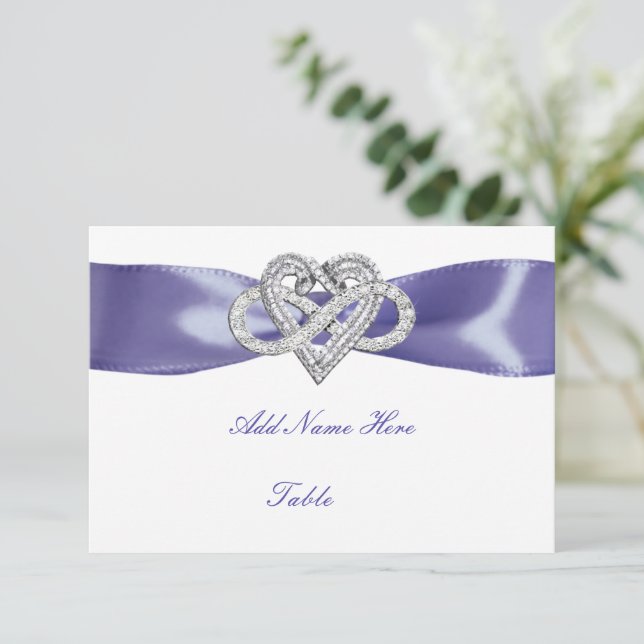 Lila Blue Infinity Heart Bord Place Card OSA Kort (Stående Fram)