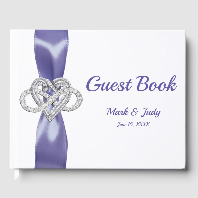 Lila Blue Infinity Heart Bröllop Guestbook Gästböcker (Framsida)