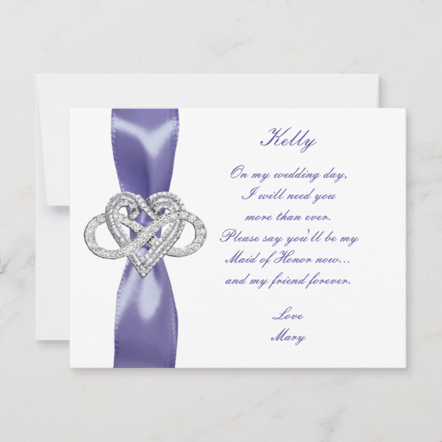 Lila Blue Infinity Heart Maid of honor Card (Framsida)
