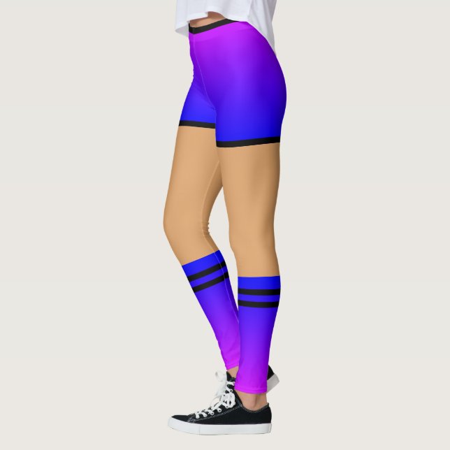 Lila Blue Kort Leggings Socks Black Rand (Vänster)