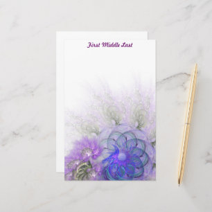Lila Blue Lacy Abstrakt Flower Personlig Brevpapper