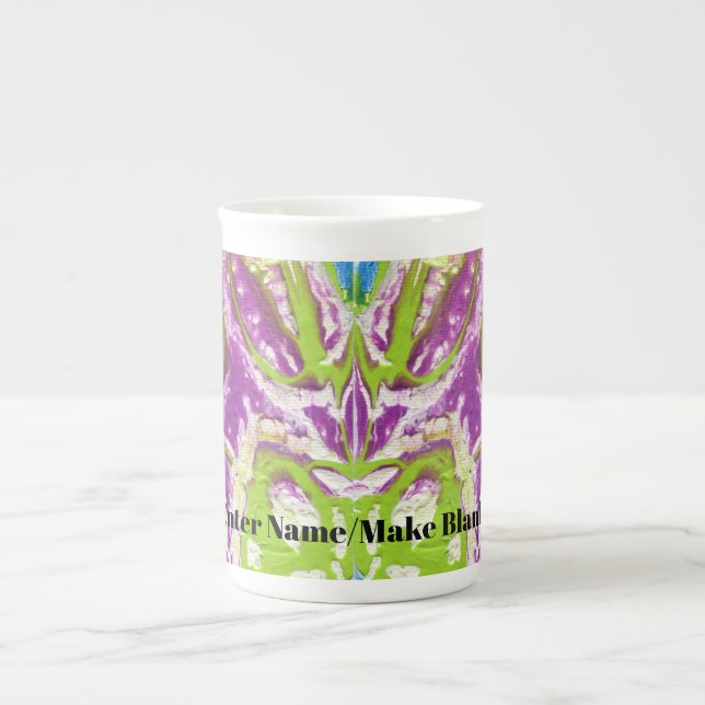 Lila Blue Lime Abstrakt Bone China Mugg Benporslin Mugg (Framsidan)
