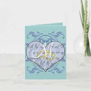 Lila Blue Monogram Bröllop Vow Heart Tack Kort