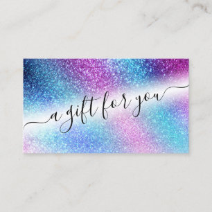 Lila Blue Nebula Galaxy Glitter Gift Certificate Visitkort