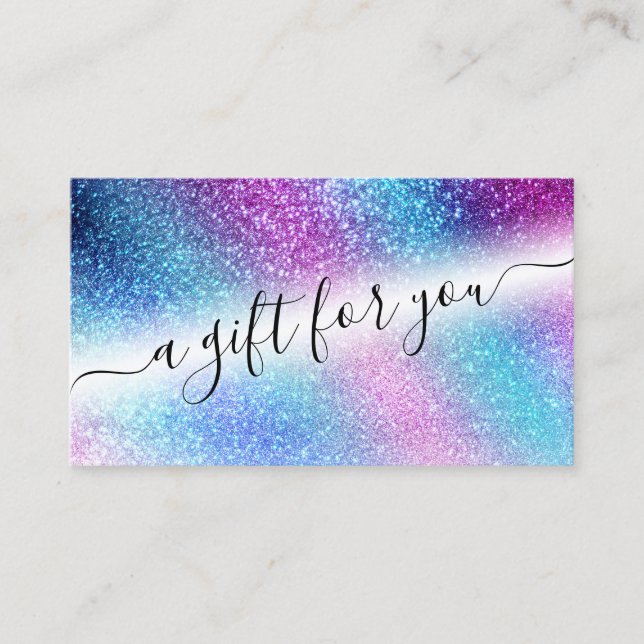 Lila Blue Nebula Galaxy Glitter Gift Certificate Visitkort (Framsida)