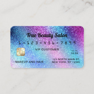 Lila Blue Nebula Galaxy Glitter Kredit Visitkort