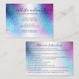 Lila Blue Nebula Galaxy Glitter Lash Eftervård Visitkort