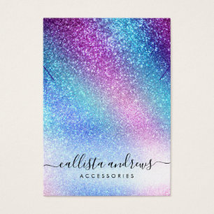 Lila Blue Nebula Galaxy Glitter Necklace Visning Visitkort