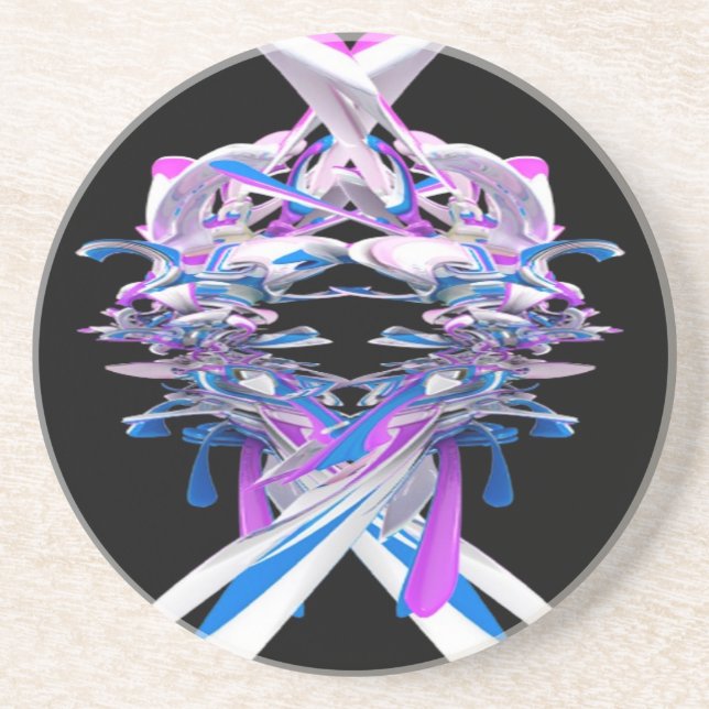 Lila Blue och White 3D Stänk Underlägg Sandsten (Framsidan)