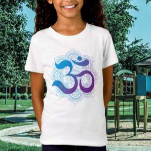 Lila & Blue Om Symbol Mandala Flower Kids T Shirt