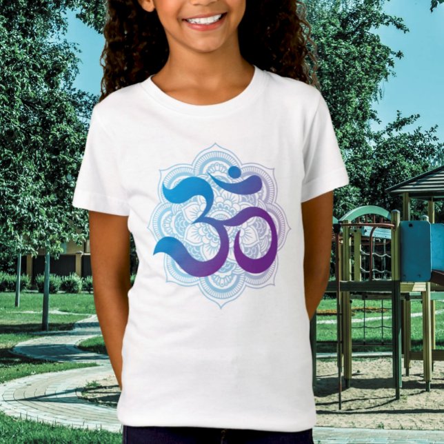 Lila & Blue Om Symbol Mandala Flower Kids T Shirt (Skapare uppladdad)