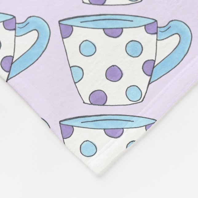 Lila Blue Polka Dot Tekopp Tea Party Kopp Fleecefilt (Hörn)