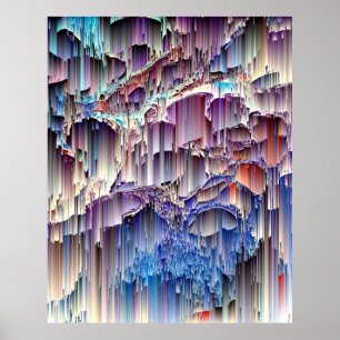 Lila Blue Red Waterfall Sten Abstrakt Art Poster
