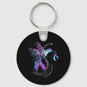 Lila Blue Ribbon Suicide Prevention Awareness Nyckelring