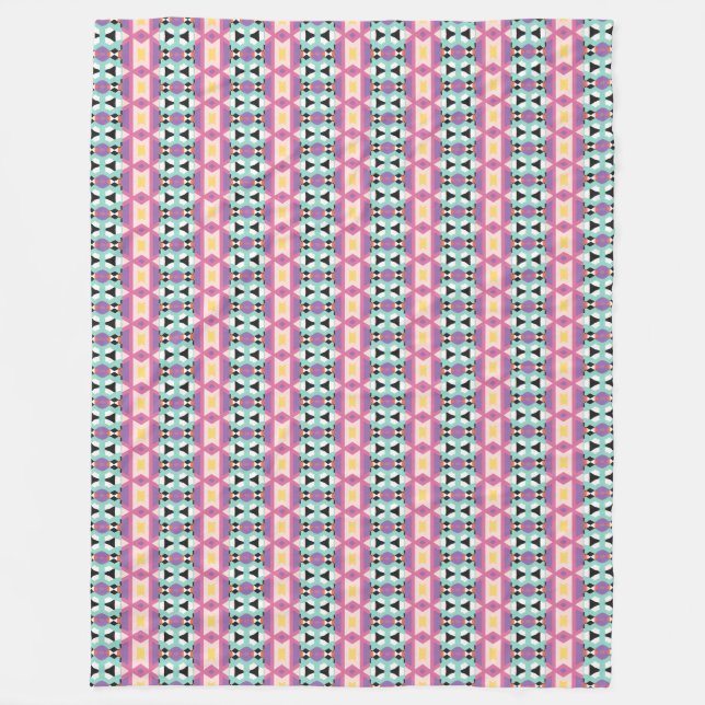 Lila blue rosa Geometric Mönster Fleecefilt (Framsidan)
