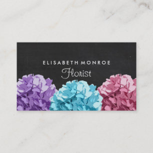 Lila, Blue & Rosa Hydrangea Chalkboard Floristry Visitkort