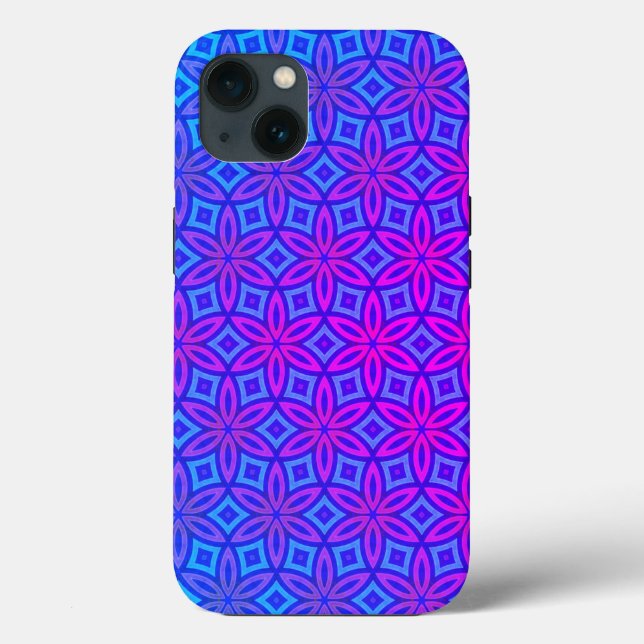 Lila Blue Rosa Kaleidoscope Mönster Boho (Baksida)
