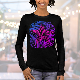 Lila Blue Rosa Stars Namn Graphic T-Shirt
