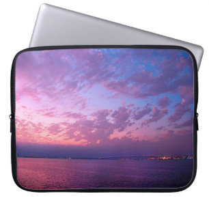 Lila Blue Sea sunset-foto - enkelt modernt, fetsti Laptop Fodral
