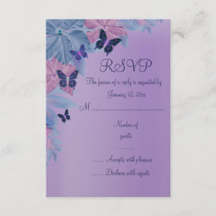 Lila & Blue Shimmer Butterfly Sweet 16 OSA kort