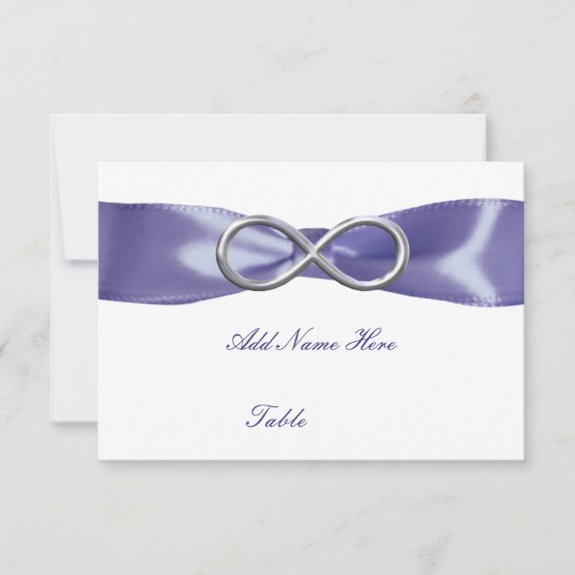 Lila Blue Silver Infinity Bord Place Card OSA Kort (Framsida)