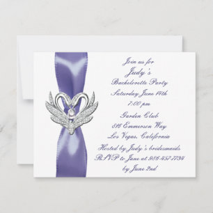 Lila Blue Silver Svanar Bachelorette Party Inbjuda