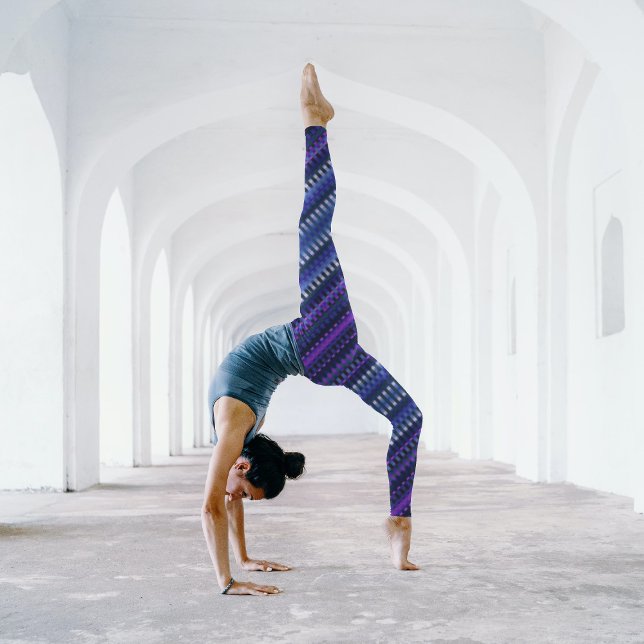 Lila Blue Slanted Rand Coola Vibrant Unik Leggings (Skapare uppladdad)