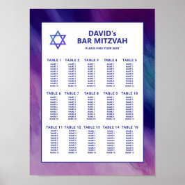 Lila Blue Star David Pub Mitzvah Seatdiagram Poster