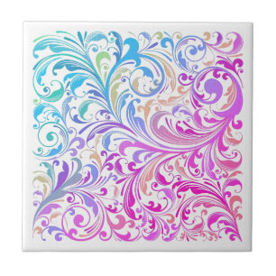 Lila Blue Swirl Mönster Modern keramik Tile Kakelplatta