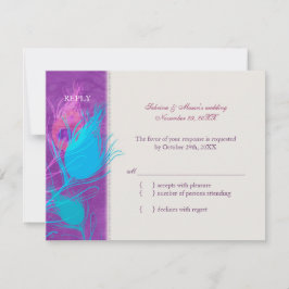 Lila Blue Teal Peacock Bröllop OSA Card Kort